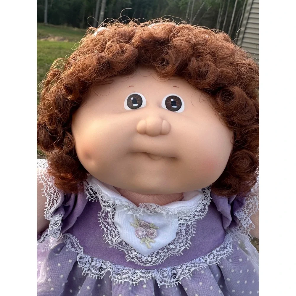 Vintage Cabbage Patch Kid Doll HM 18 Curly Brown Cornsilk Hair P Factory Purple